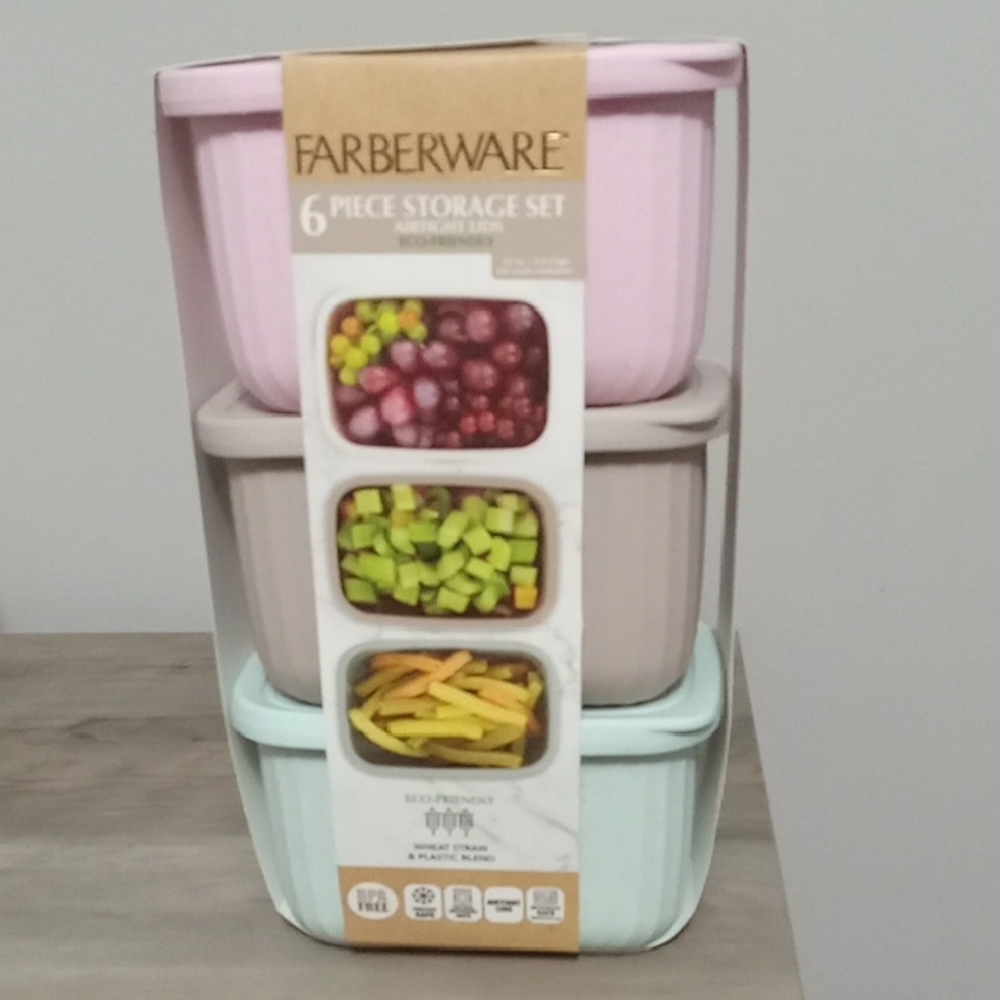 Farberware Pastel Food Storage Set in Pink, Beige, Mint - 6 Piece